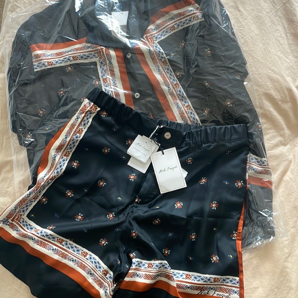 Nick Fouquet Silk Men’s Shirt & Short Set (NEW)